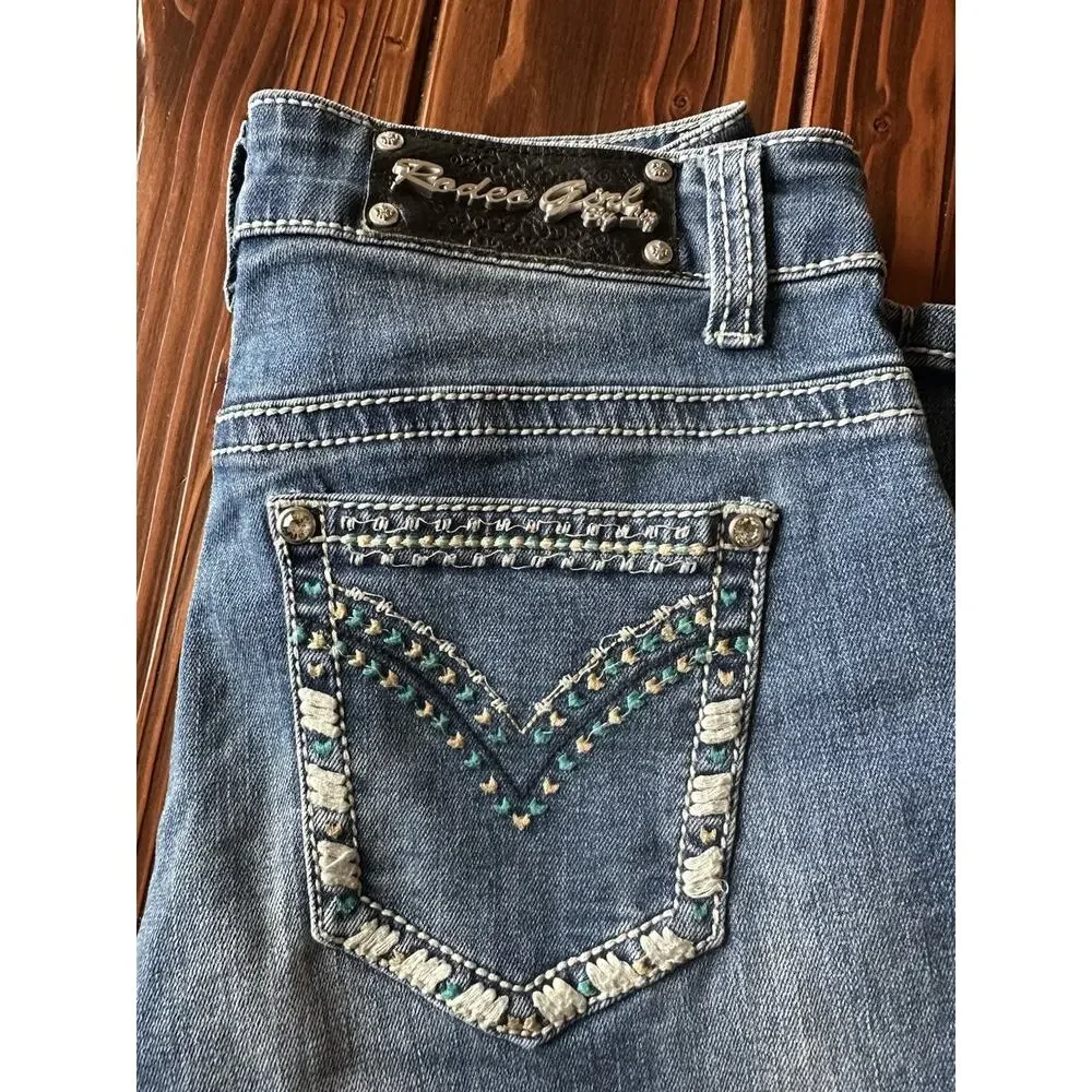 Rodeo Girl By Lis Girls Jeans Size 14 Boot Cut Style Western Flair - Picture 9 of 10